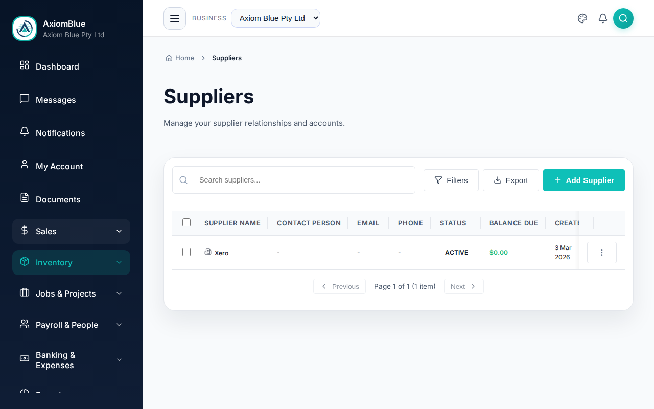 Suppliers list